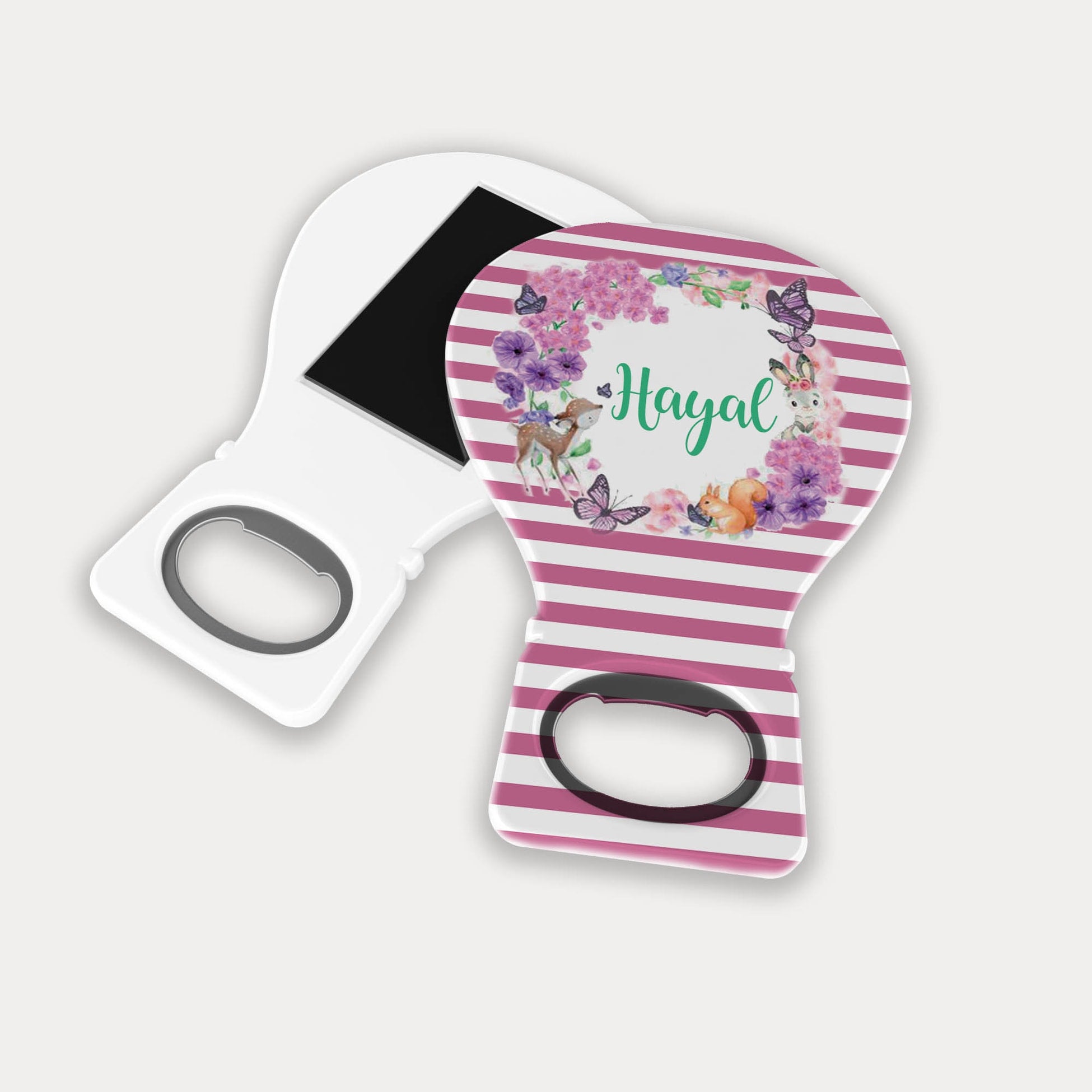 Pembe Mor Çiçek Desenli Balon Açacak Magnet
