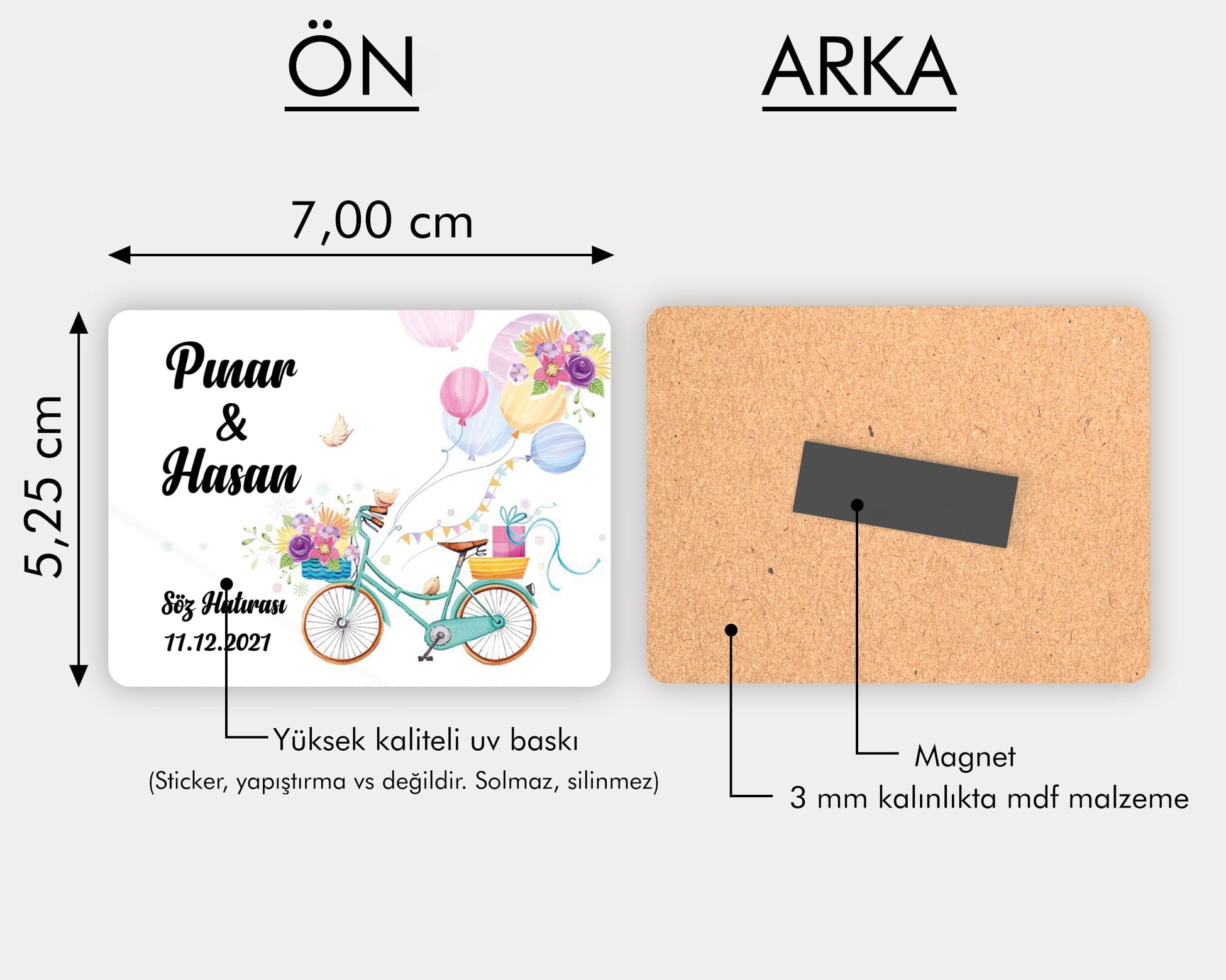 Bisiklet Figürlü Ahşap Magnet