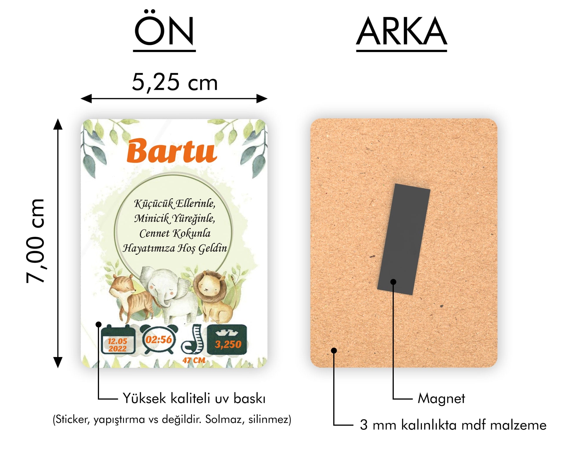 Safari Temalı Ahşap Magnet