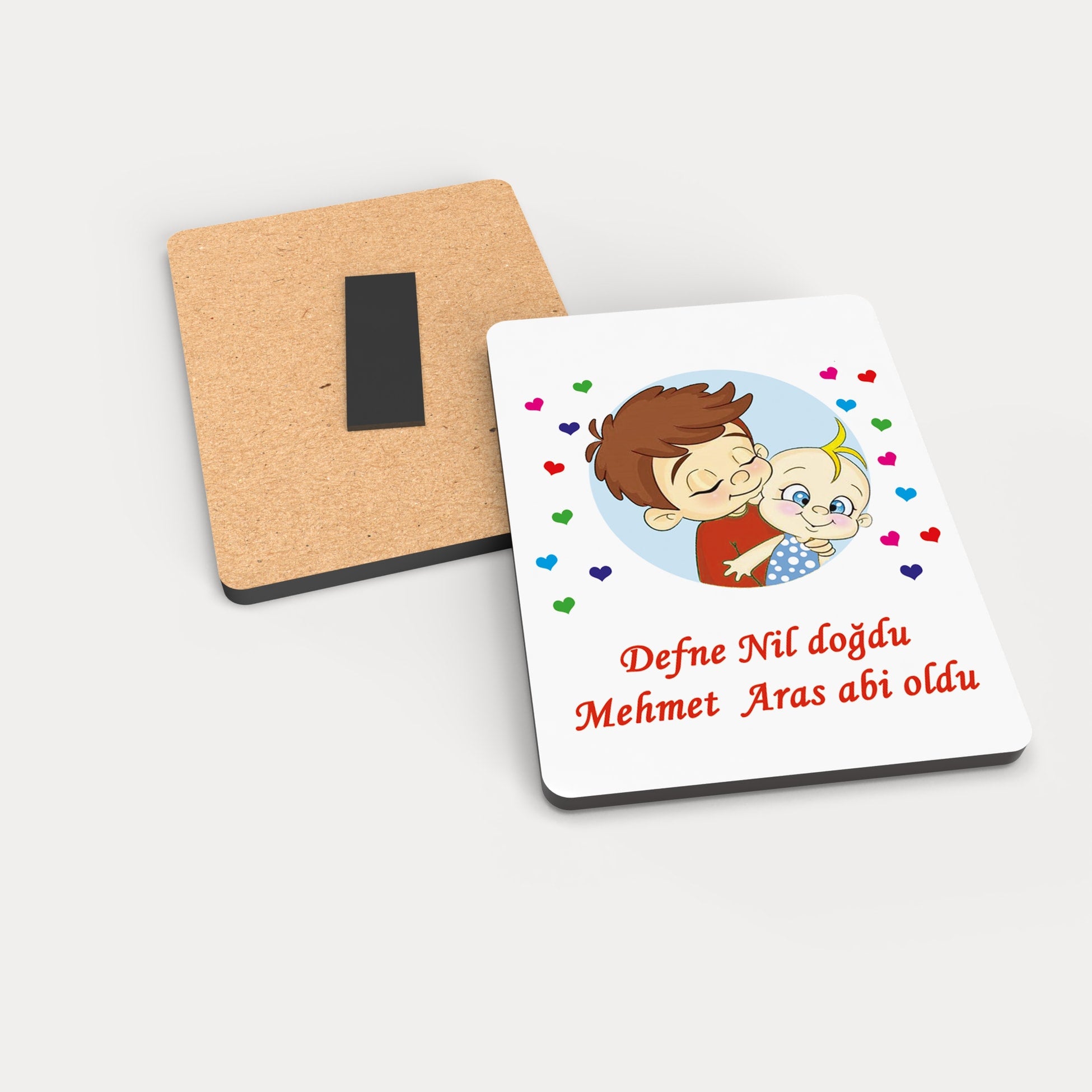 Abi Kardeş Temalı Ahşap Magnet