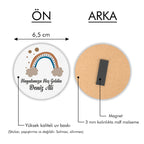 Gökkuşağı Desenli Yuvarlak Ahşap Magnet
