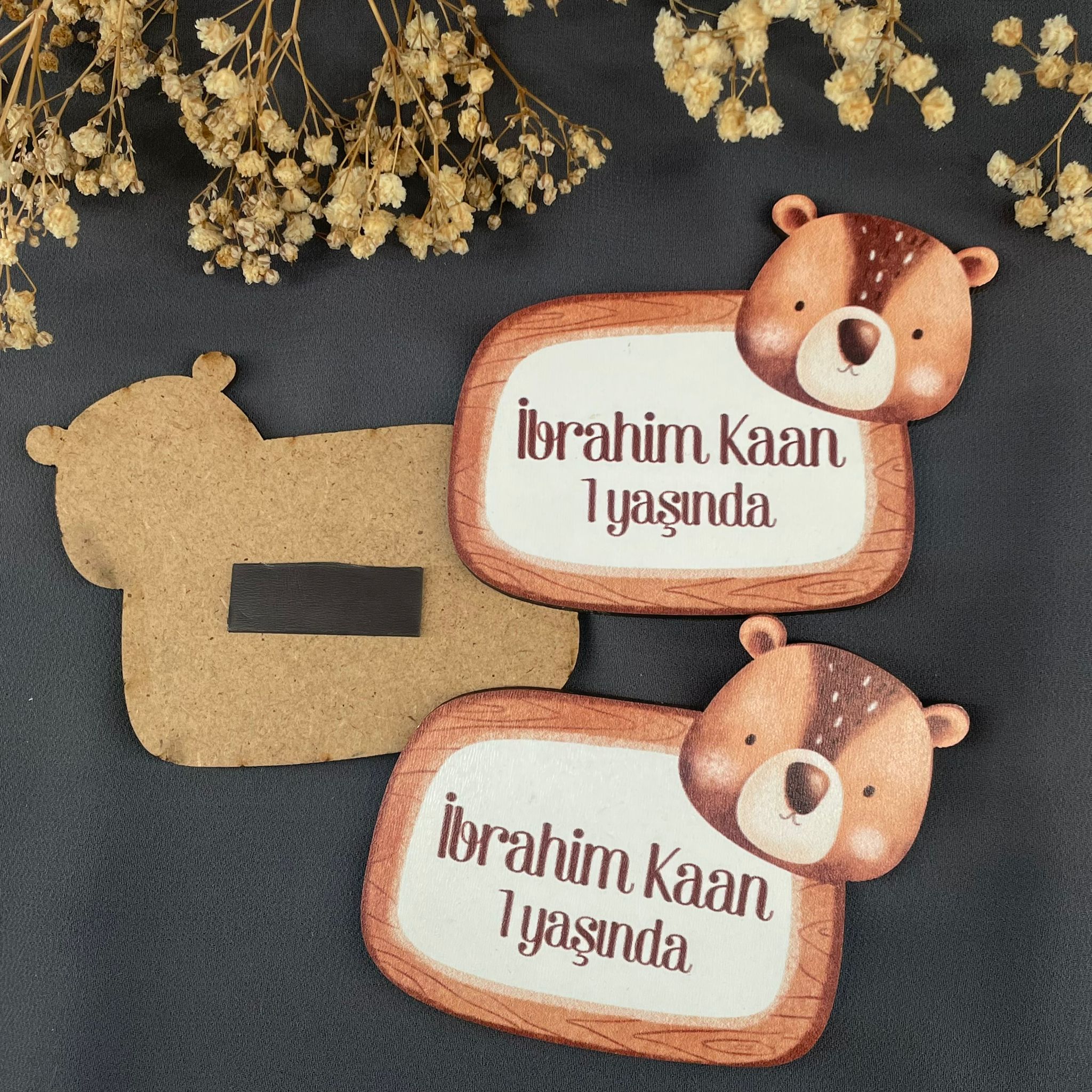 Ayıcık Temalı Özel Kesim Ahşap Magnet