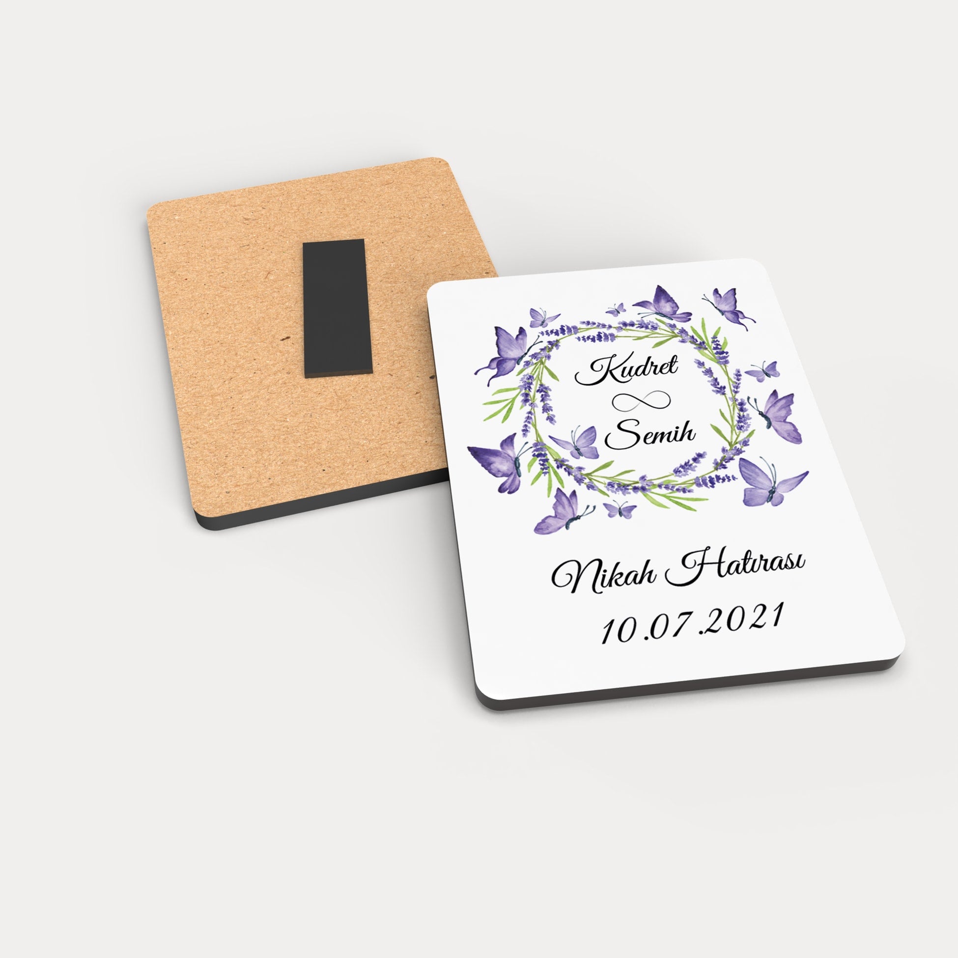 Kelebek Desenli Ahşap Magnet