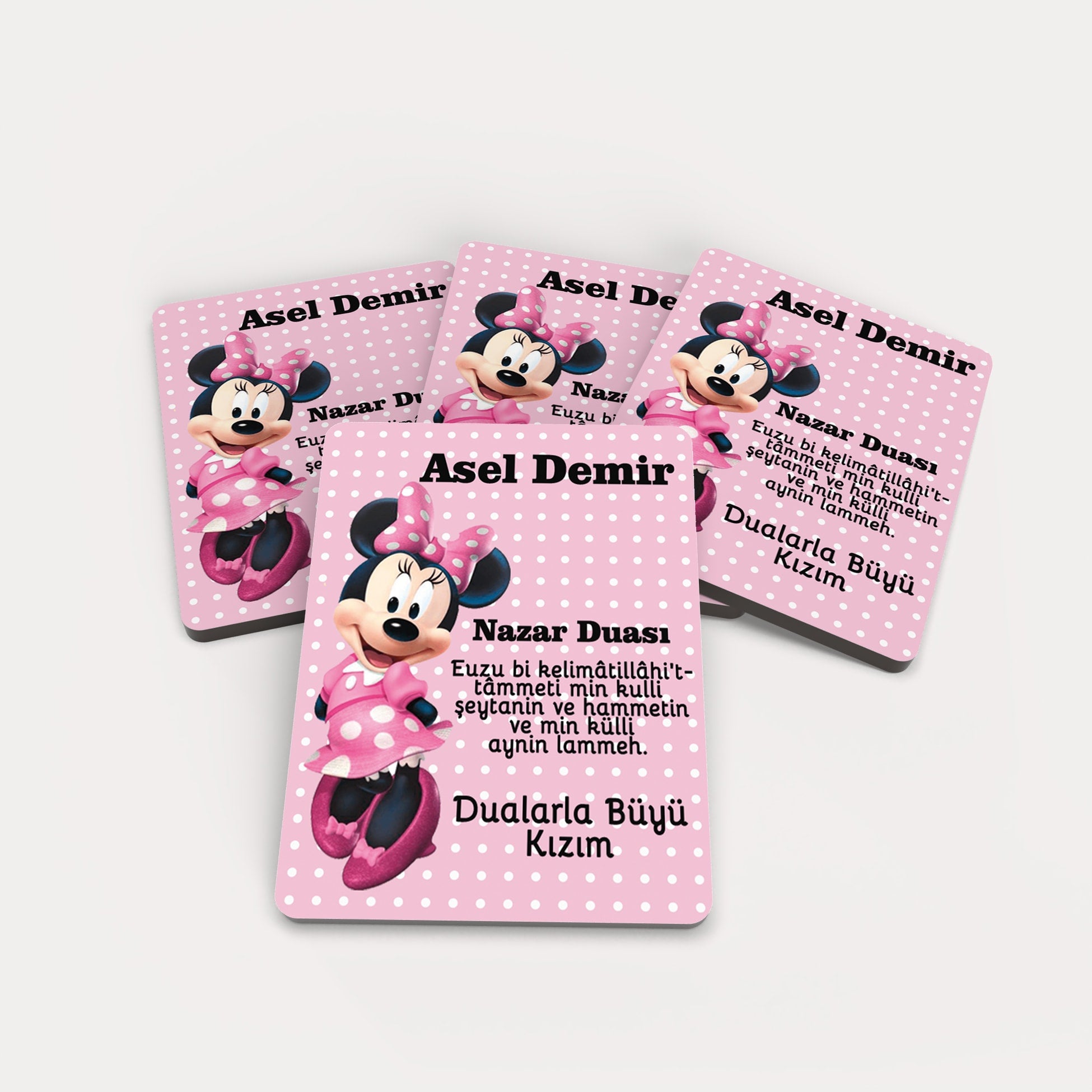 Puantiyeli Minnie Mouse Desenli Ahşap Magnet