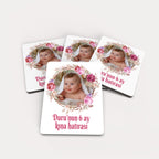 Pembe Çiçek Temalı Ahşap Magnet