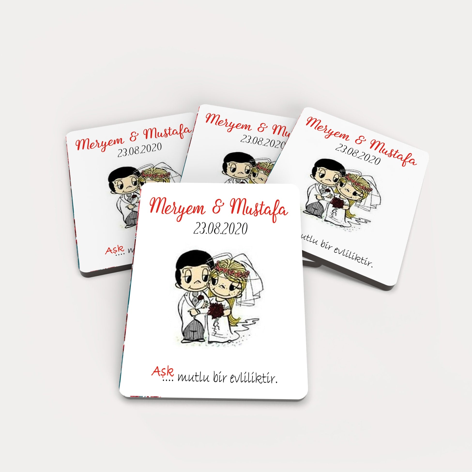 Şıpsevdi Gelin Damat Desenli Ahşap Magnet