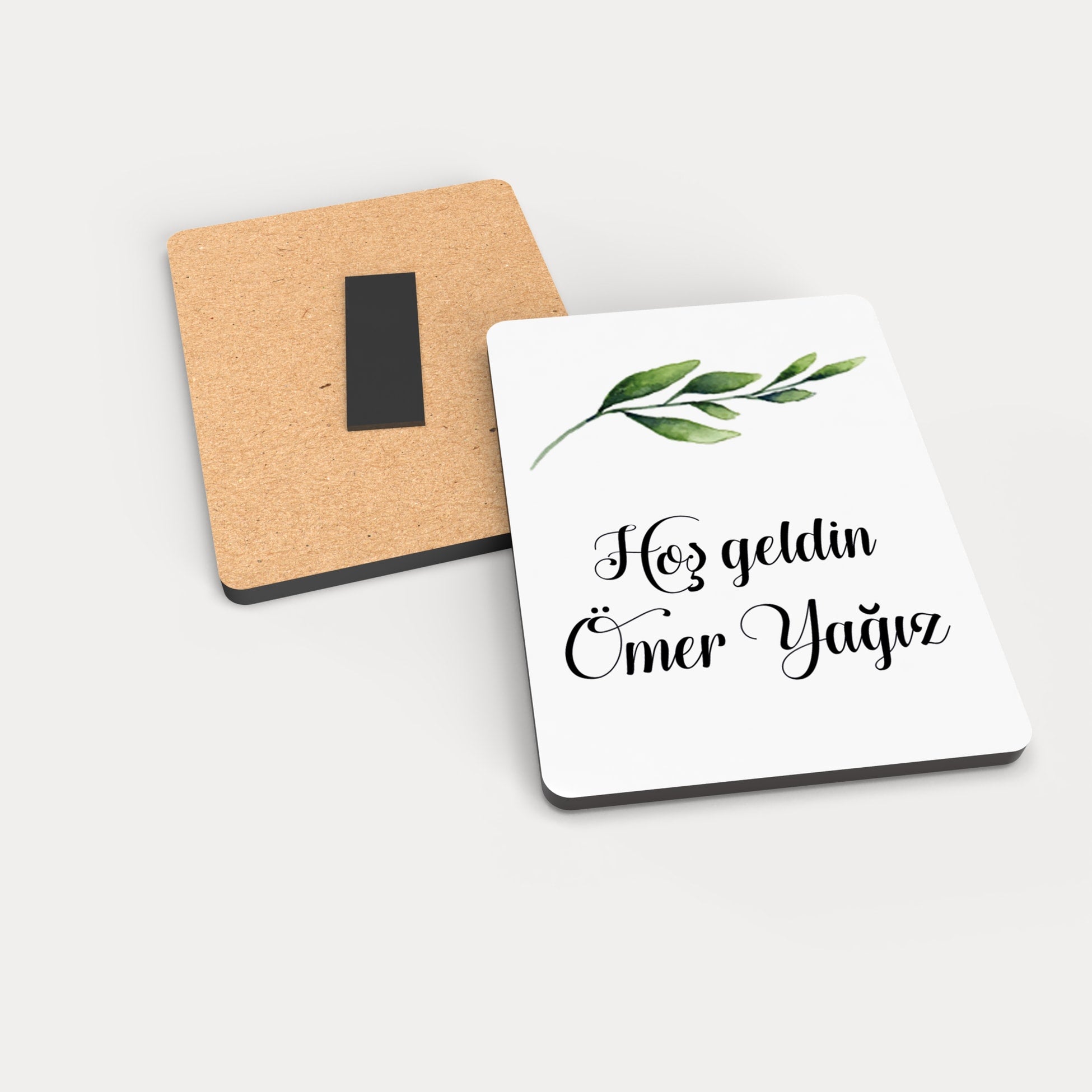 Yaprak Desenli Ahşap Magnet