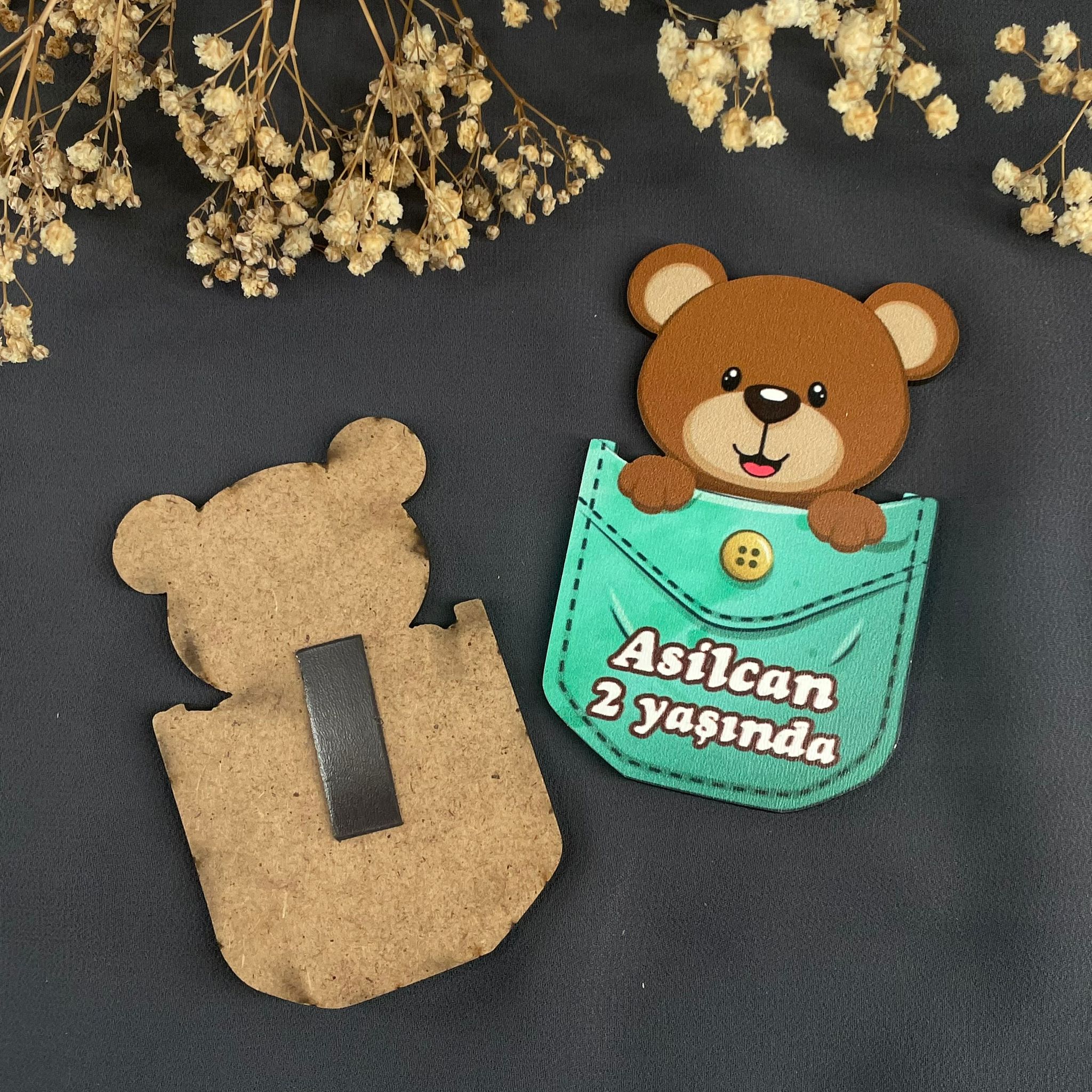 Ayıcık Temalı Özel Kesim Ahşap Magnet