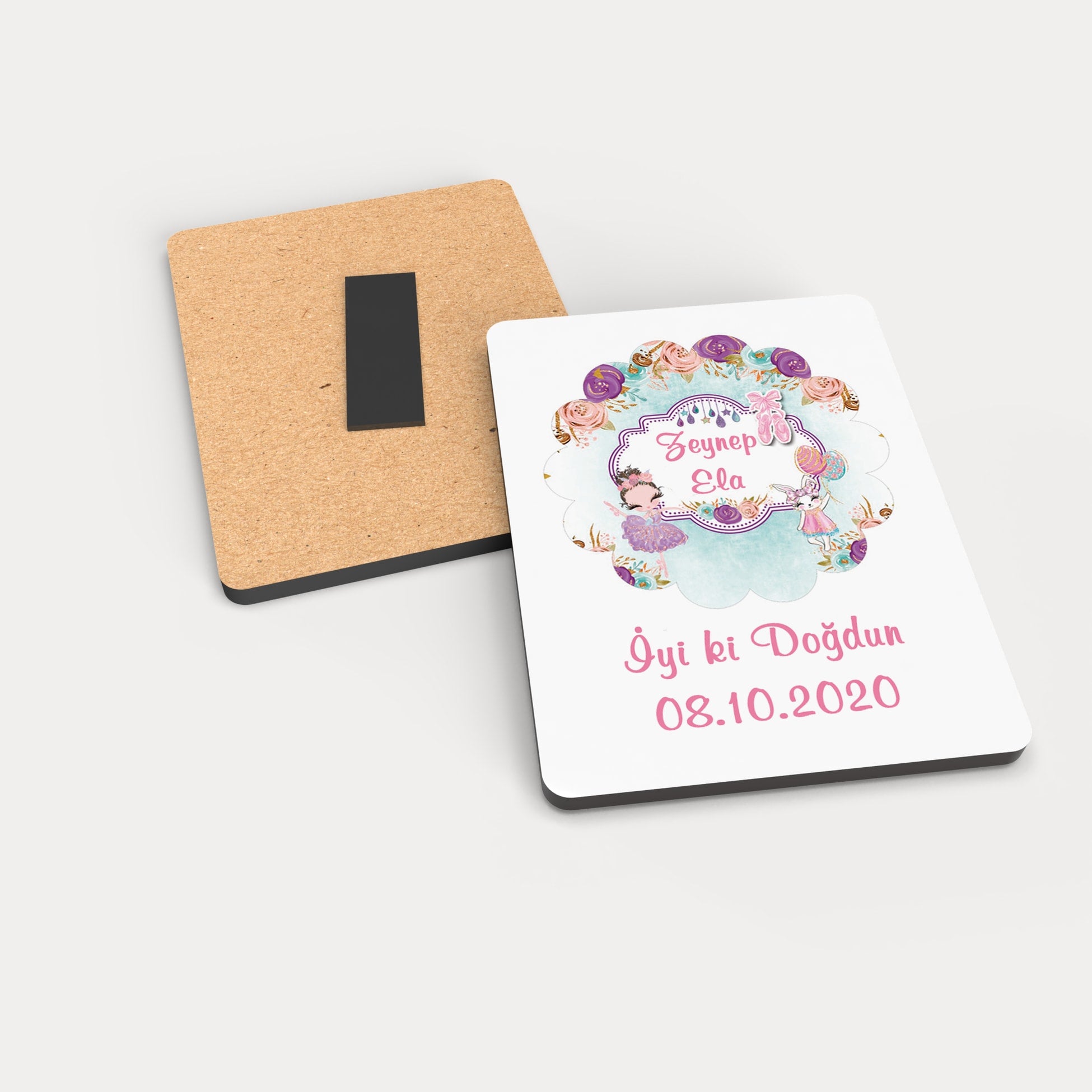 Balerin Kız Desenli Ahşap Magnet