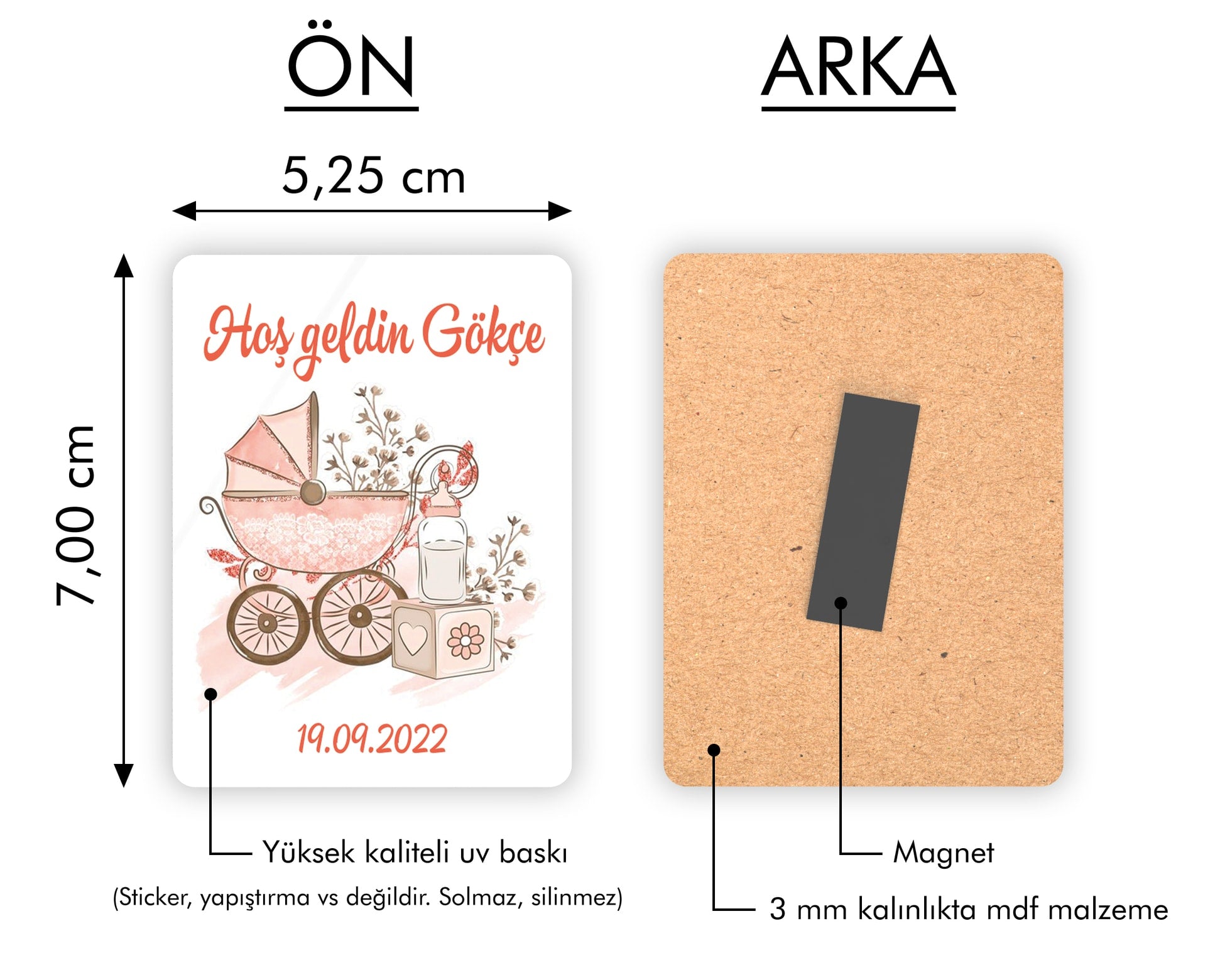 Kız Bebek Temalı Ahşap Magnet