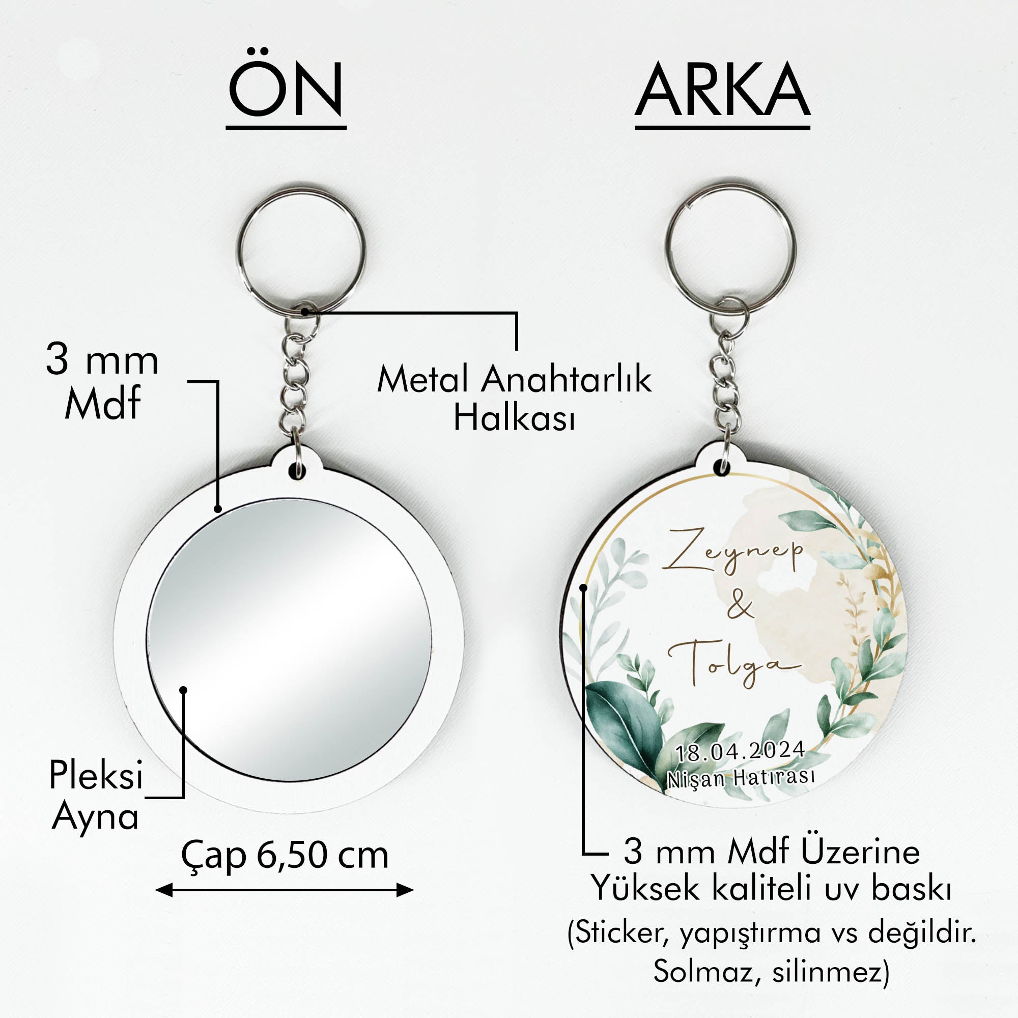Yaprak Desenli Anahtarlıklı Ayna