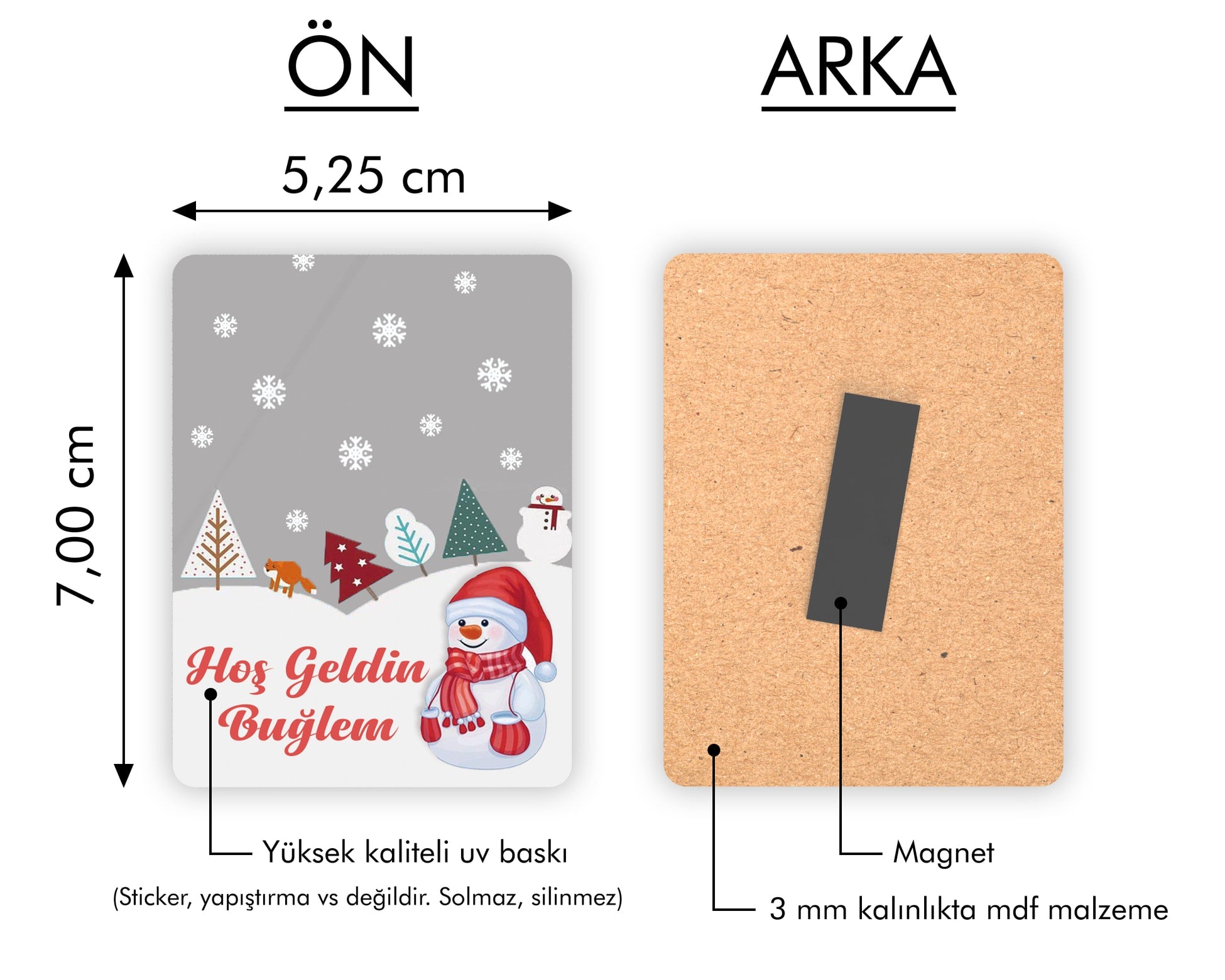 Kardan Adam Temalı Ahşap Magnet