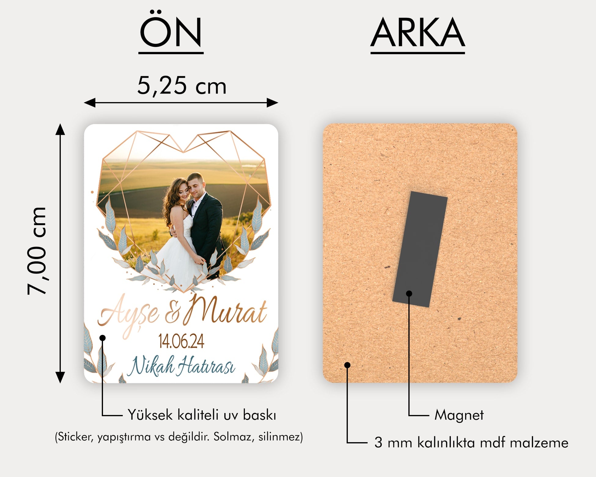 Nikah Hatırası Temalı Ahşap Magnet
