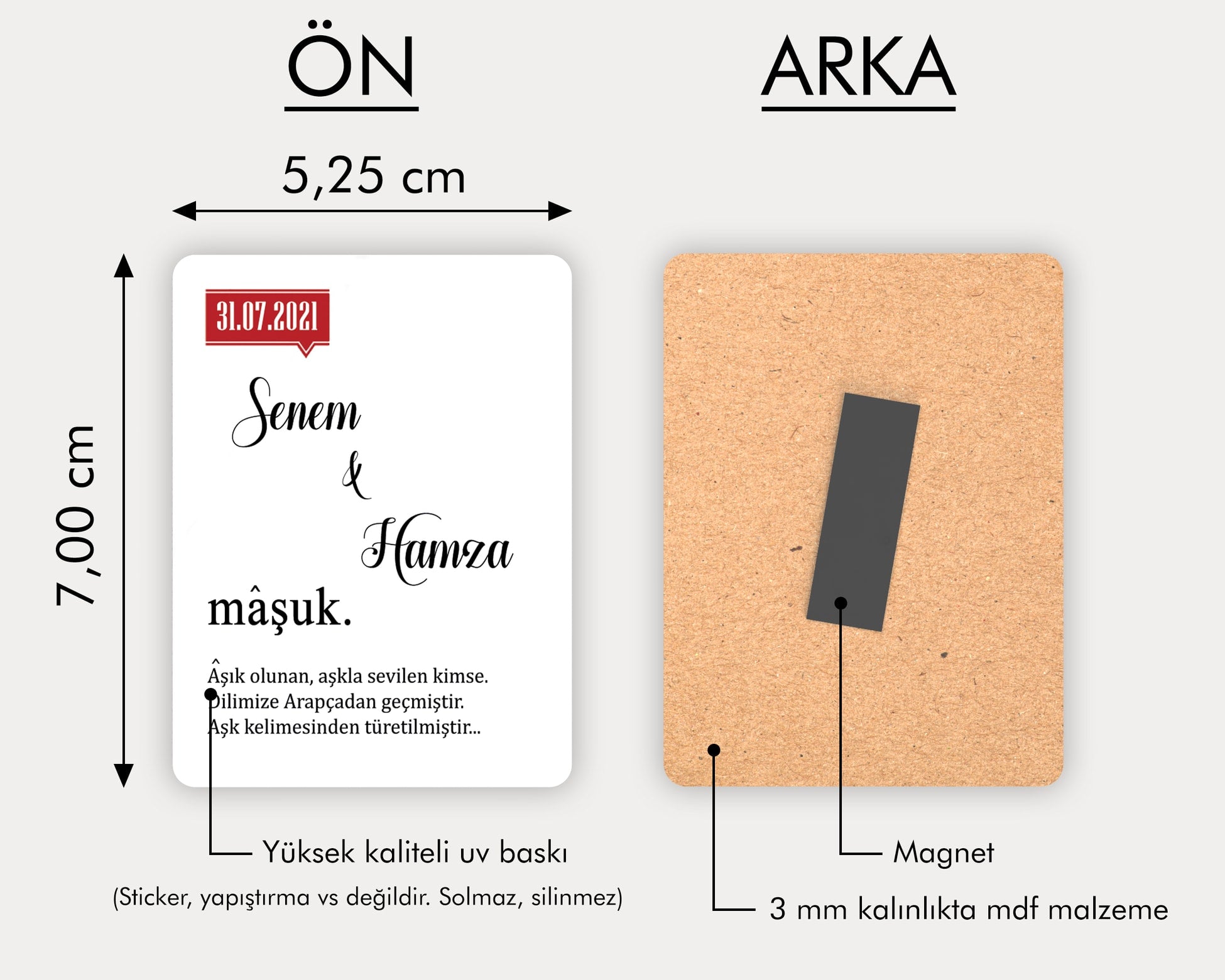 Kelime Baskılı Ahşap Magnet