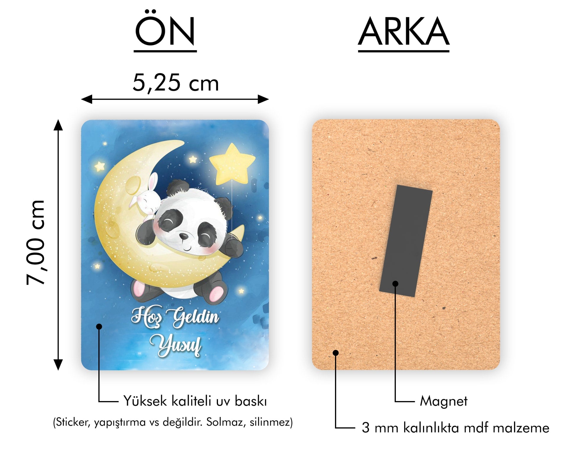 Panda Desenli Ahşap Magnet