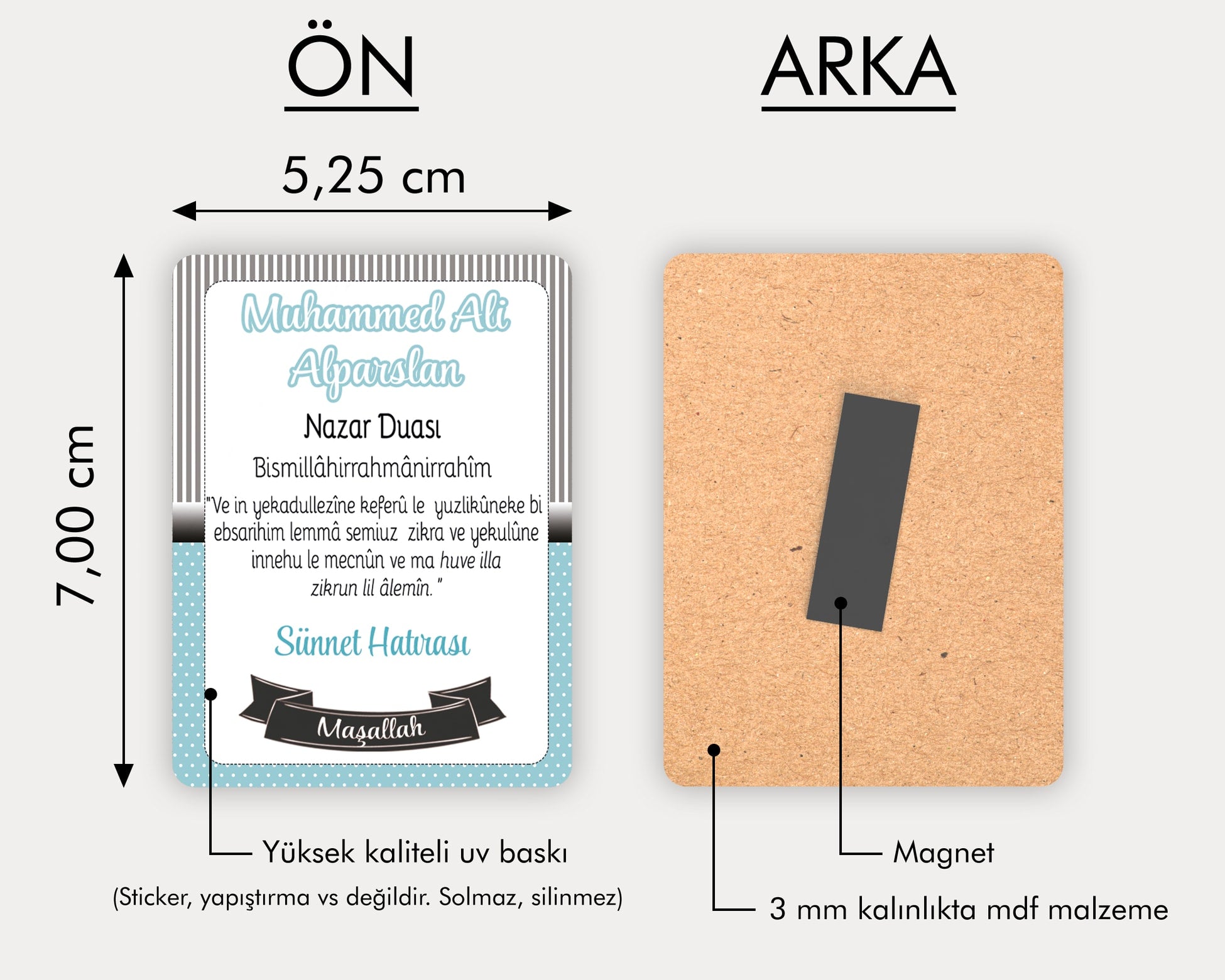 Nazar Duası Temalı Ahşap Magnet