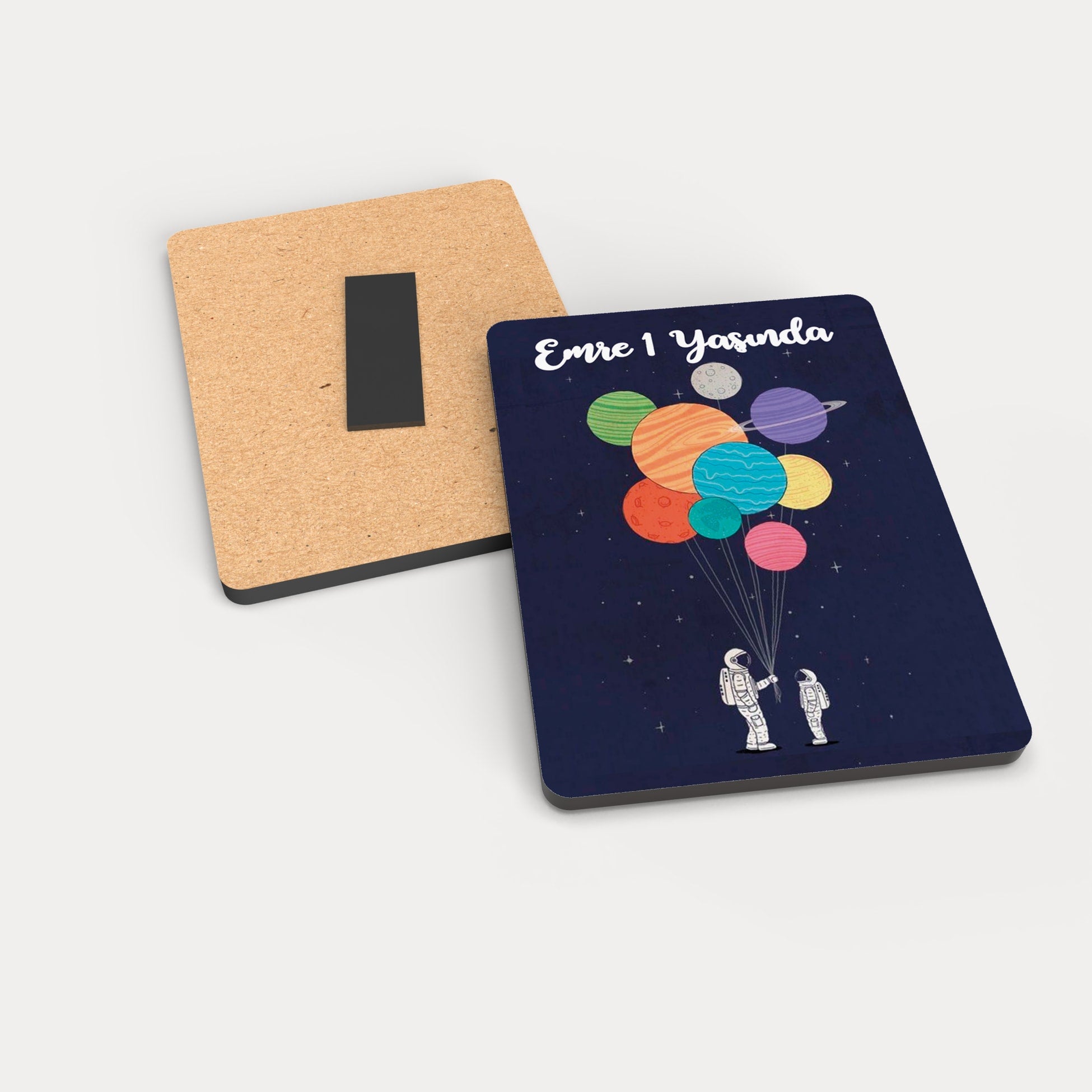 Astronot Temalı Ahşap Magnet