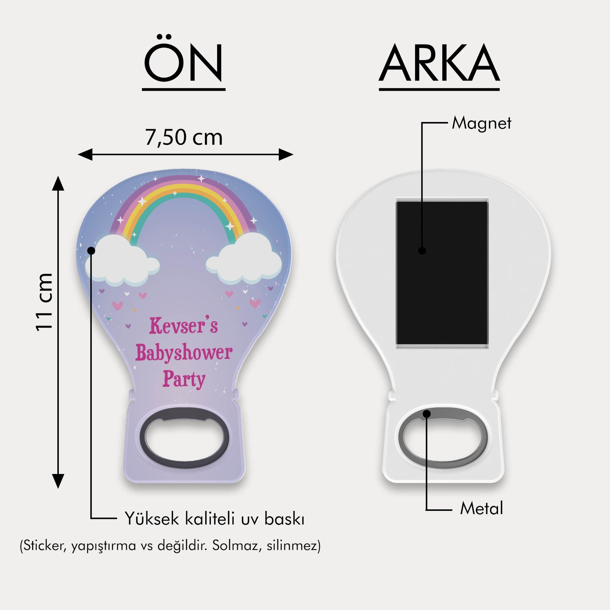 Gökkuşağı Desenli Balon Açacak Magnet