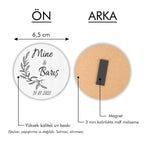 Siyah Dal Desenli Yuvarlak Ahşap Magnet