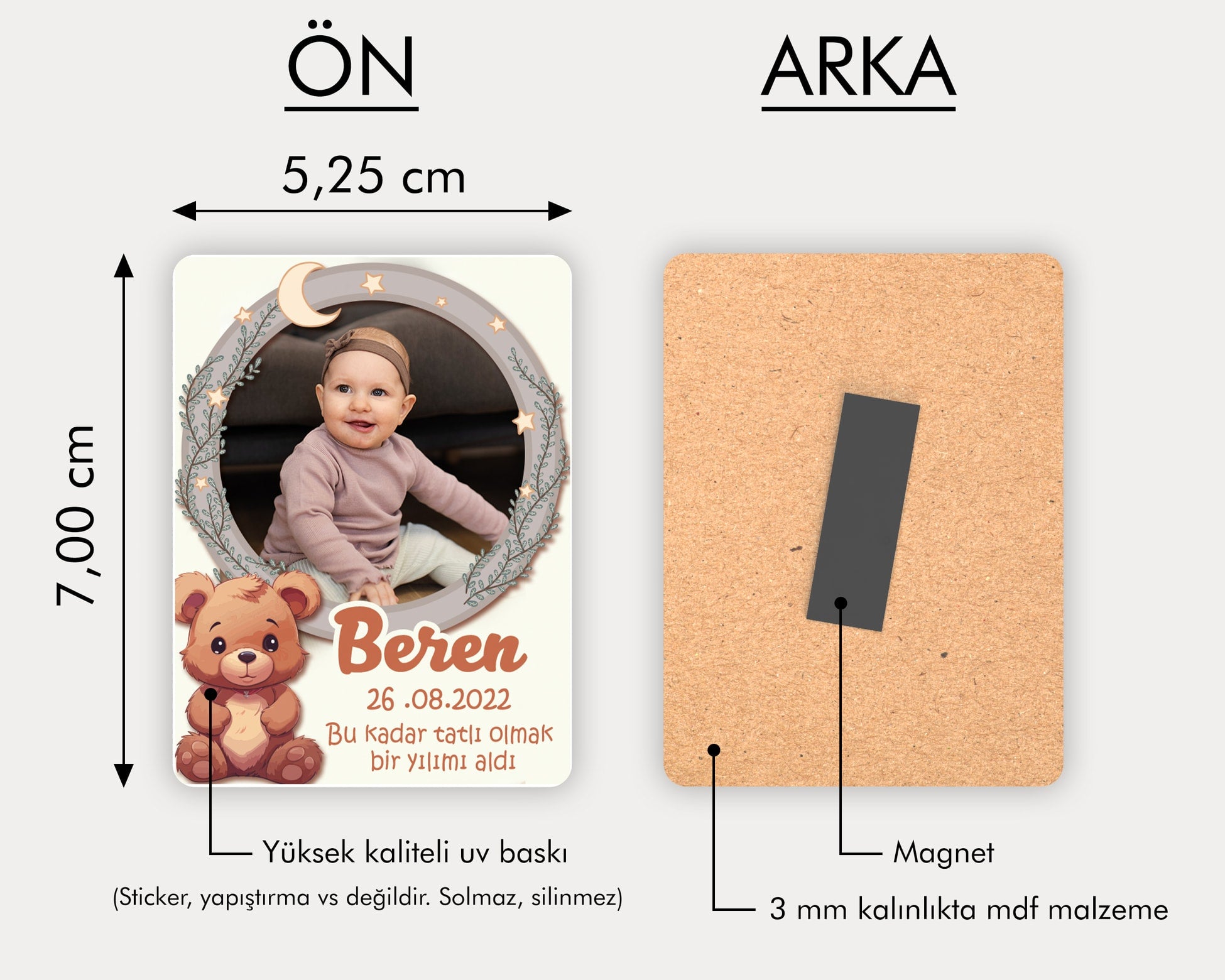 Ayıcık Temalı Ahşap Magnet