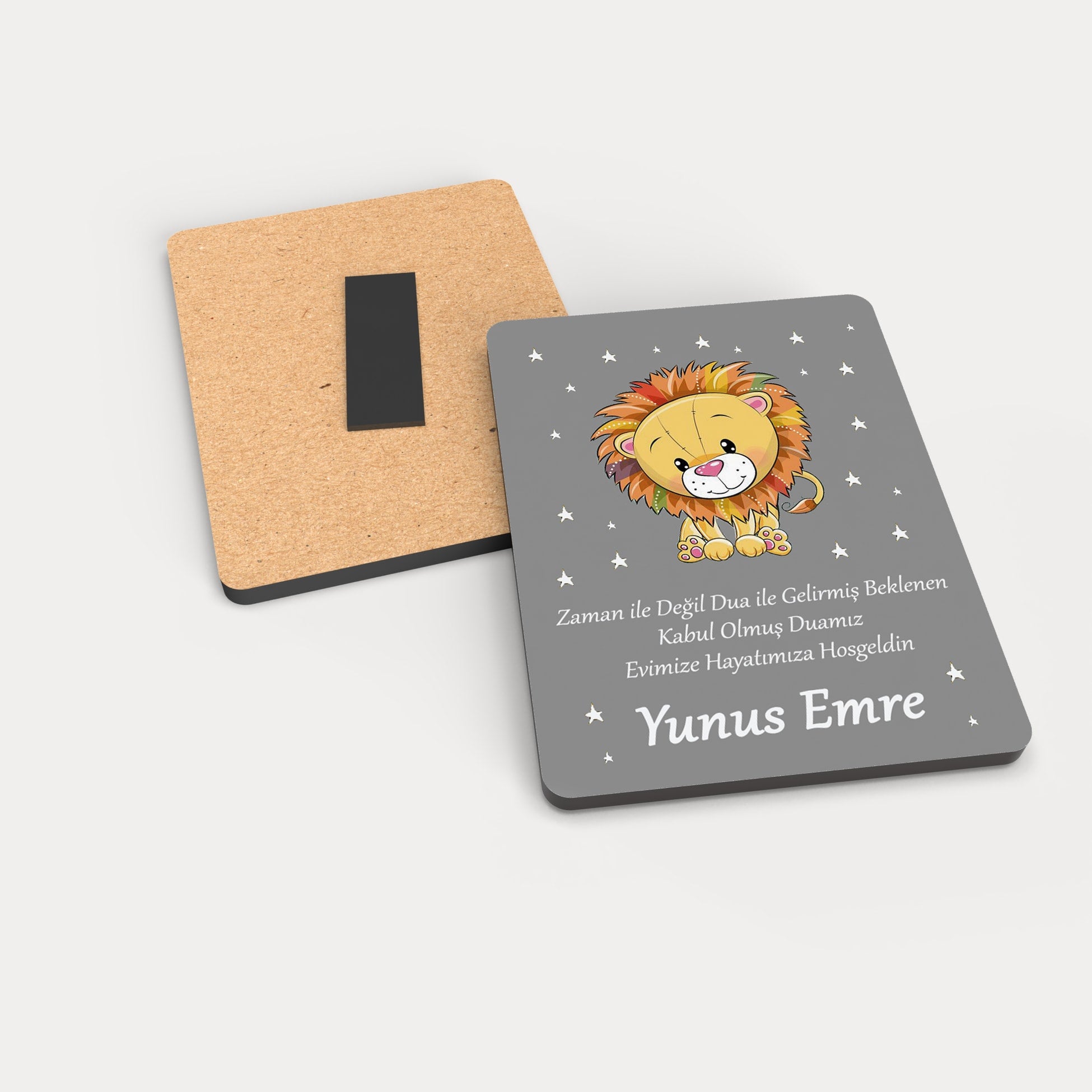Aslan Temalı Ahşap Magnet