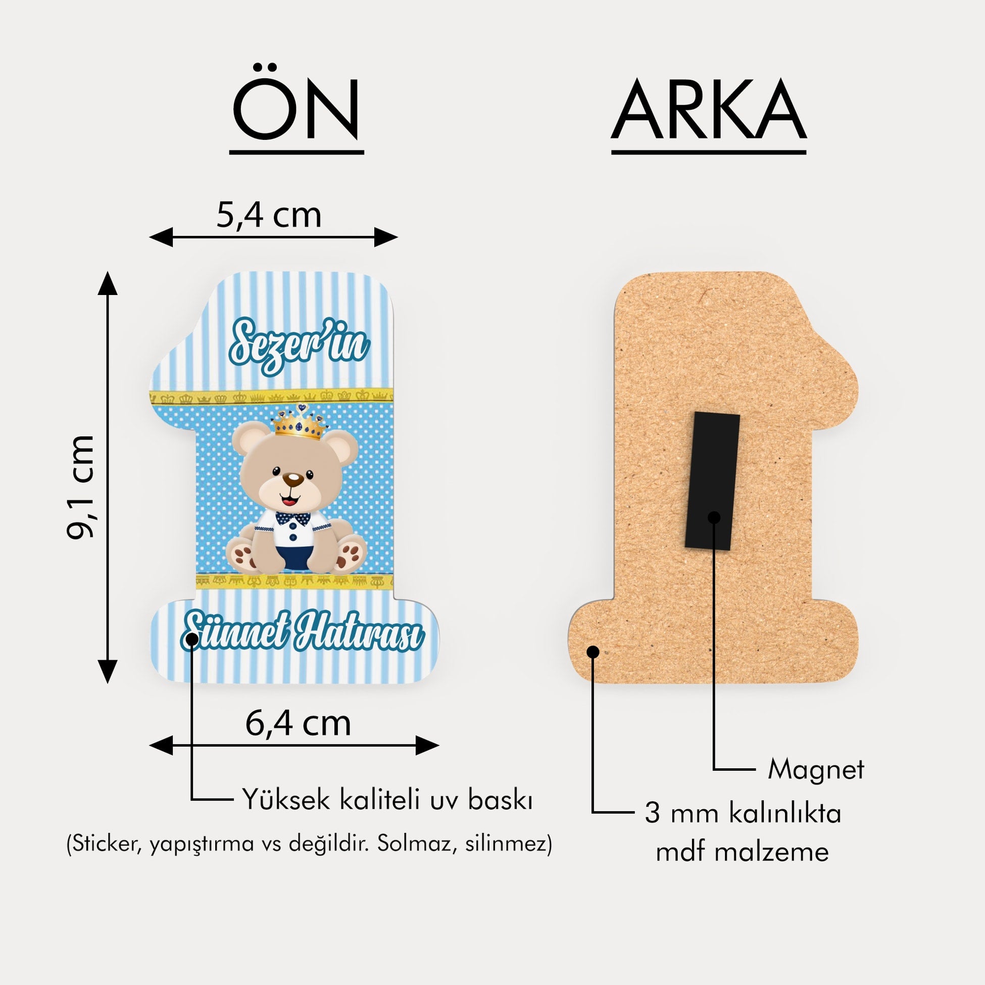 Ayıcık Temalı Ahşap Magnet