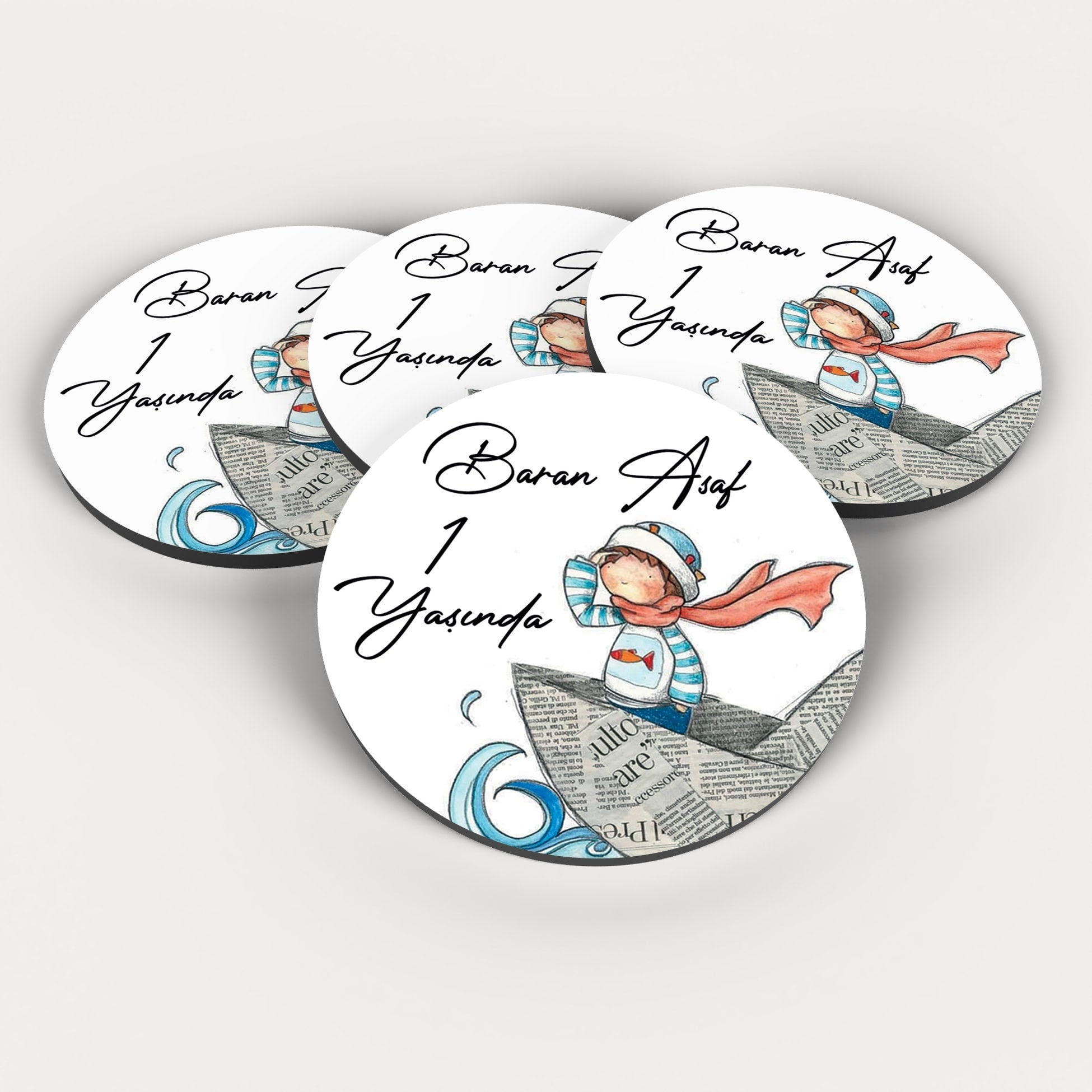 Erkek Bebek Temalı Yuvarlak Ahşap Magnet